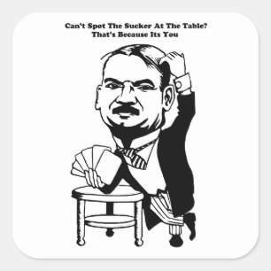 Adesivo Quadrado cara jogando pôquer casino suker cita arte