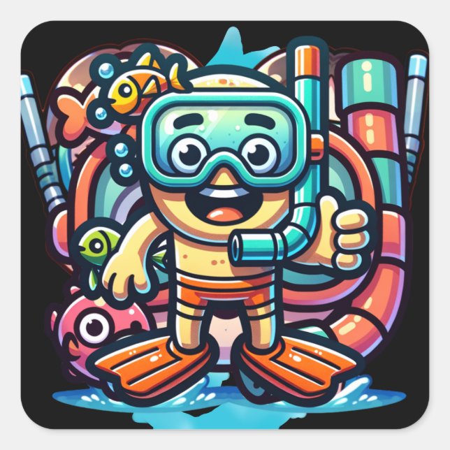 Adesivo Quadrado Cara Snorkel (Frente)