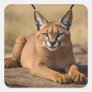Adesivo Quadrado Caracal sobre savana