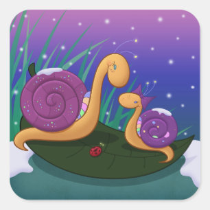 Adesivo Quadrado Caracol e Tilly da mãe