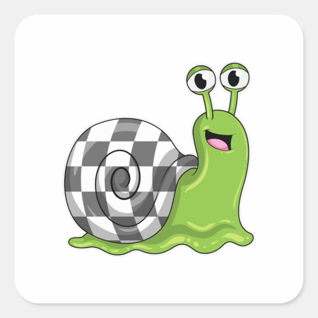 Adesivo Quadrado Caracol no Xadrez com Chessboard (Frente)