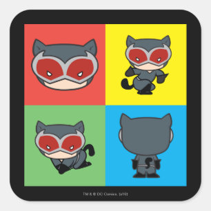 Adesivo Quadrado Caracter Chibi CatWomen Poses