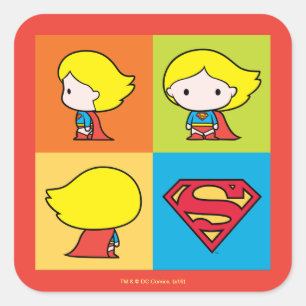 Adesivo Quadrado Caractere de Supergirl Chibi - Rotatória