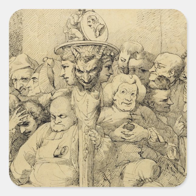 Adesivo Quadrado Caracteres Literários Reunidos Ao Redor Do Medalhã (Frente)