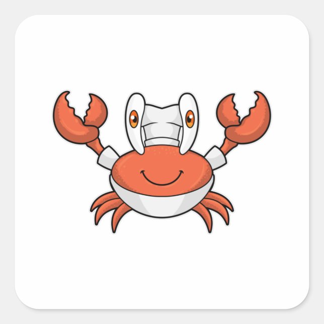 Adesivo Quadrado Caranguejo cozido com chapéu de Cozinhar (Frente)