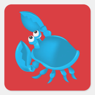 Adesivo Quadrado Caranguejo de animação