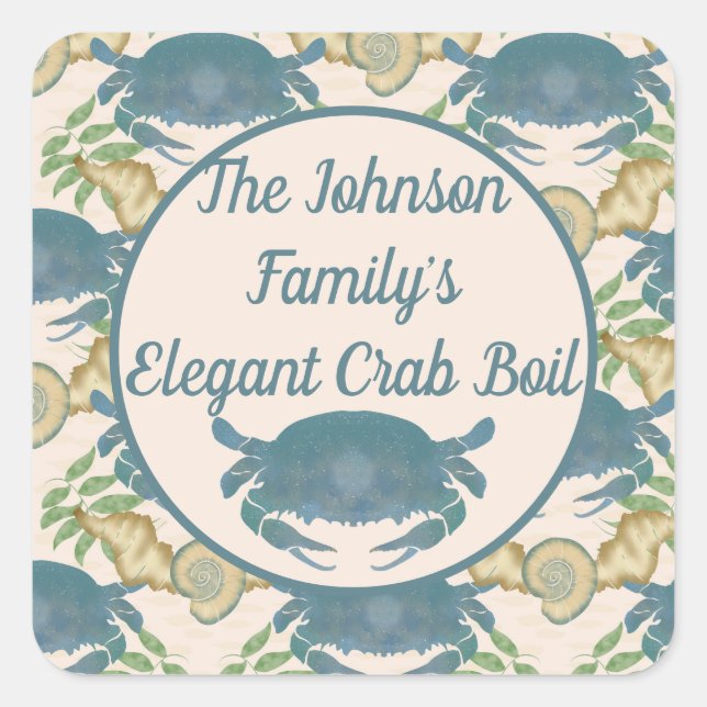 Adesivo Quadrado Caranguejo Elegante - Caranguejos Azuis-Banquete-A (Frente)