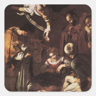 Adesivo Quadrado Caravaggio - natividade com St Francis & St