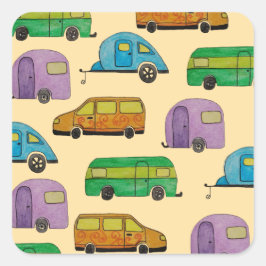 Adesivo Quadrado Caravanas de camping