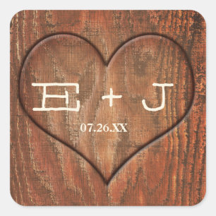 Adesivo Quadrado Carcaça-tronco de árvore de madeira esculpida