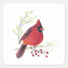 Adesivo Quadrado Cardinal Bird Art