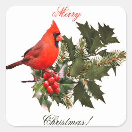 Adesivo Quadrado Cardinal em Envelope de Natal Selos/rótulos/adesiv