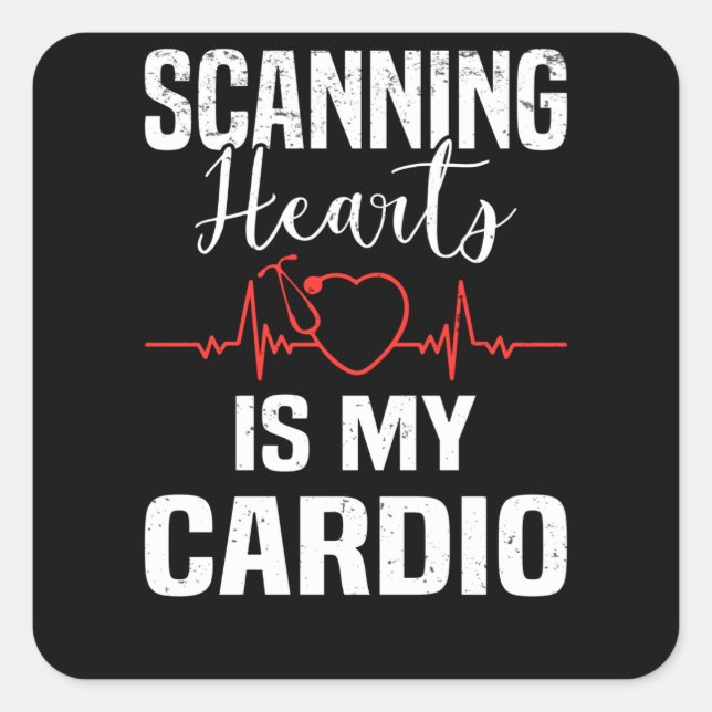 Adesivo Quadrado Cardiologia Cirurgia Cardíaca Cardiologista (Frente)