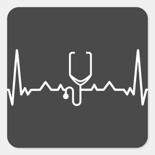 Adesivo Quadrado Cardiologista com ECG (Frente)