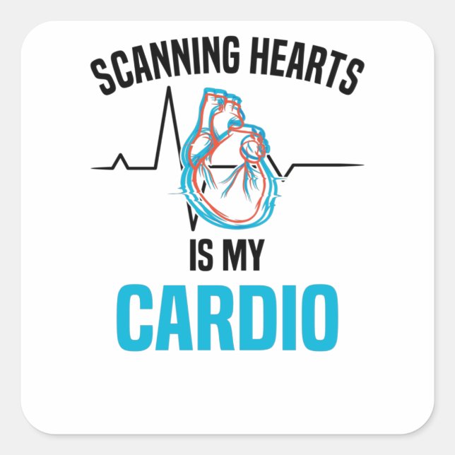 Adesivo Quadrado Cardiology Cardiologist Heart Heartchair Heartbeat (Frente)