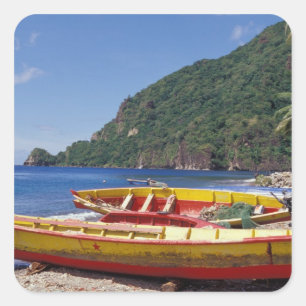 Adesivo Quadrado Caribe, BWI, Santa Lúcia, Velas, Soufriere.