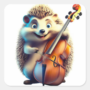 Adesivo Quadrado Caricatura, Cartoon, Ilustração Um musical