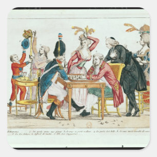 Adesivo Quadrado Caricatura da xadrez de jogo de Louis XVI