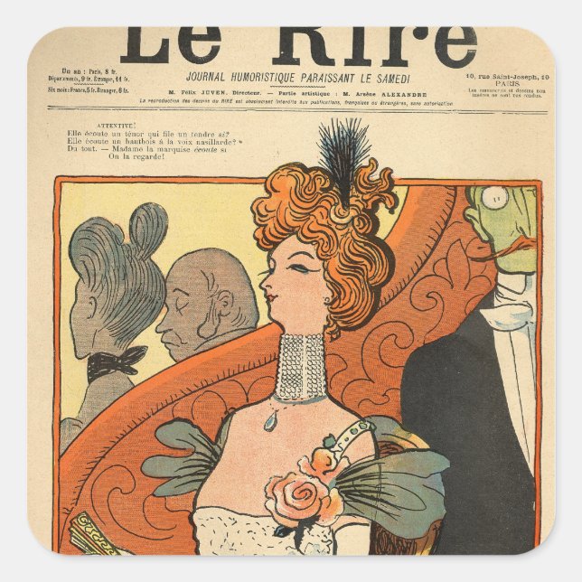 Adesivo Quadrado Caricatura de uma Marquesa Francesa (Frente)