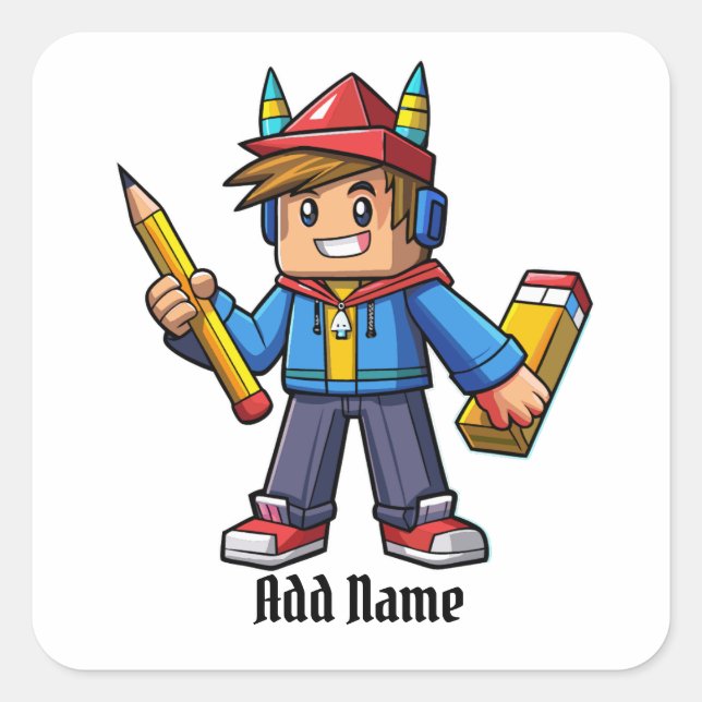 Adesivo Quadrado Caricatura moderna  con lapiz   (Frente)