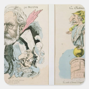 Adesivo Quadrado Caricaturas de Victor Hugo e Napoleão III