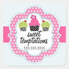 Adesivo Quadrado Carimbos de Cupcake Zigzag Chevron
