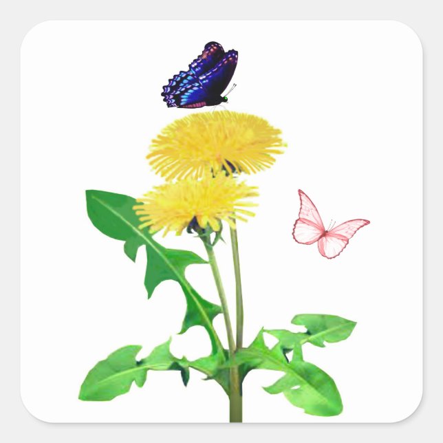Adesivo Quadrado Carimbos de Envelope de Borboletas (Frente)