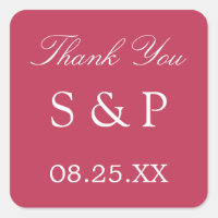 Carmine Magenta Casamento Favor Obrigado Sticker