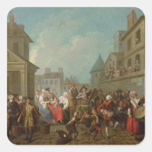 Adesivo Quadrado Carnaval da rua em Paris, 1757