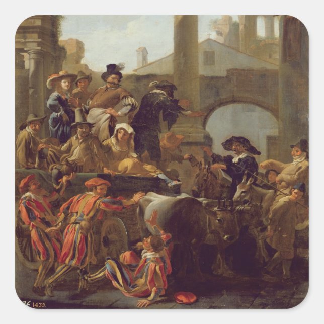 Adesivo Quadrado Carnaval de Roma, 1653 (petróleo na canvas) (Frente)