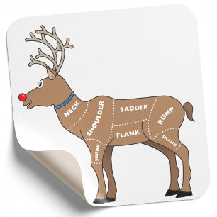 Adesivo Quadrado Carne da rena para o Natal