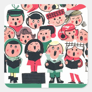 Adesivo Quadrado Caroleiros de Natal