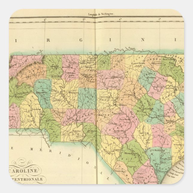 Adesivo Quadrado Carolina do Norte EUA (Frente)