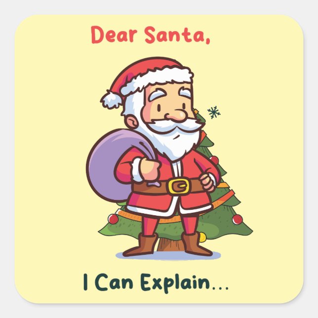 Adesivo Quadrado Caros Papais noeis, Eu Posso Explicar - Feliz Nata (Frente)
