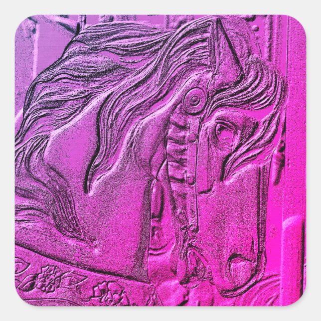 Adesivo Quadrado Carousel Horse Art (Frente)