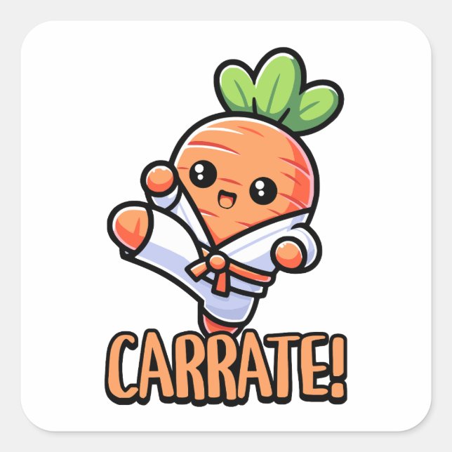 Adesivo Quadrado Carrate! Cartoon Carrot Pun Bonito É Perfeito (Frente)
