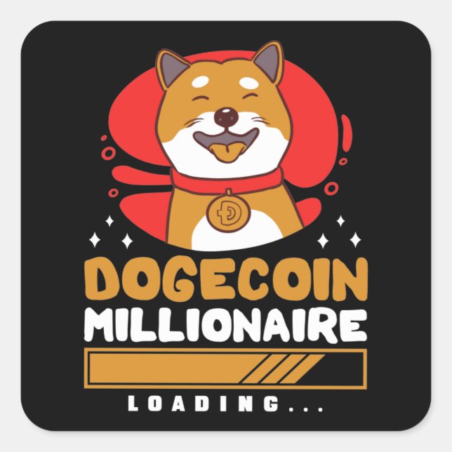 Adesivo Quadrado Carregamento do Crypto DogeCoin Millionaire (Frente)