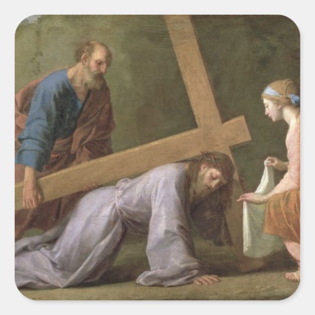Adesivo Quadrado Carregando do cristo Cruz, c.1651 (Frente)
