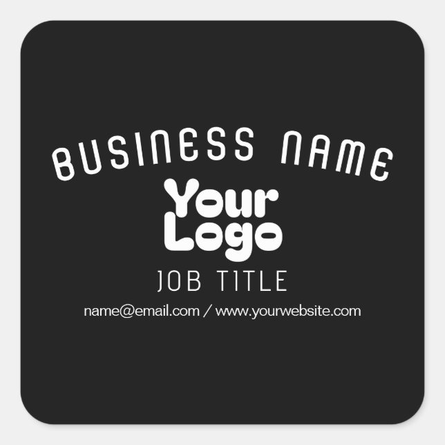 Adesivo Quadrado Carregar logotipo | Preto e Branco (editável) (Frente)