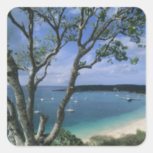 Adesivo Quadrado Carribean, Ilha de Anguilla, Road Bay Harbor.