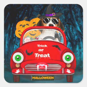 Adesivo Quadrado Carro Condutor De Cão De Beagle