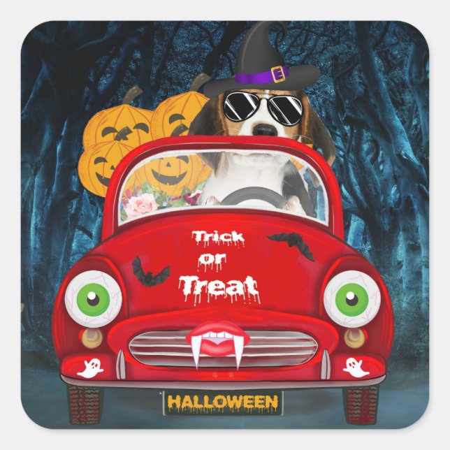 Adesivo Quadrado Carro Condutor De Cão De Beagle (Frente)