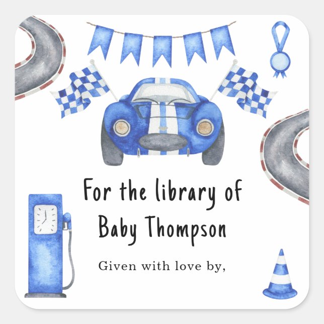 Adesivo Quadrado Carro de corrida - para a biblioteca de (Frente)