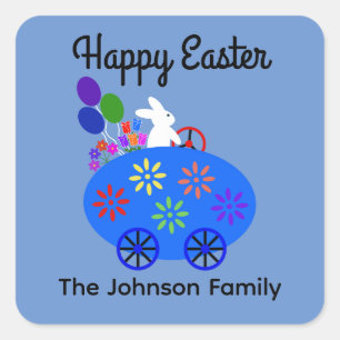 Adesivo Quadrado Carro de Ovo Coelhinho nº 2