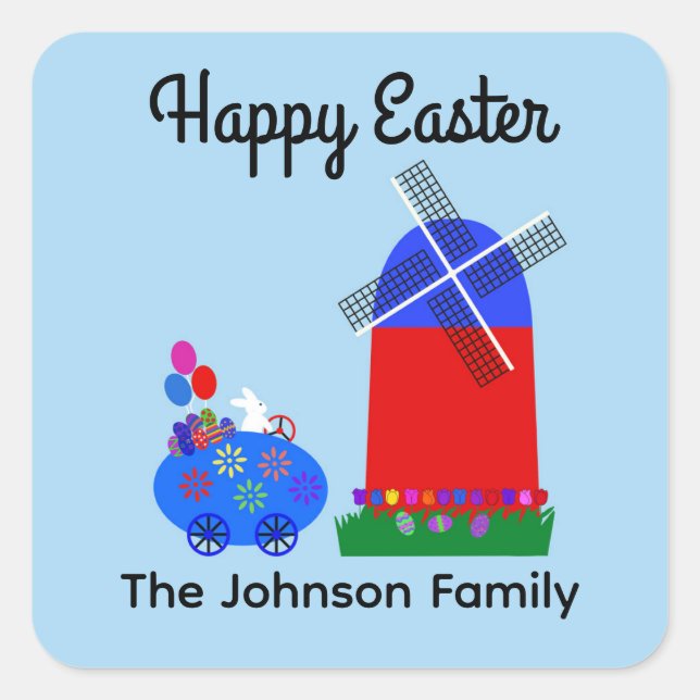 Adesivo Quadrado Carro De Ovo De Coelhinho #4 (Frente)