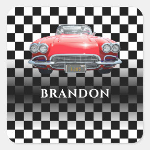 Adesivo Quadrado Carro do Red Sport, White Name, B/W verificado