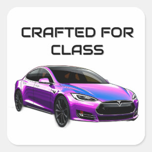 Adesivo Quadrado Carro Elétrico com Placas de Cores Vibrantes