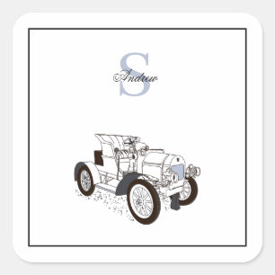 Adesivo Quadrado Carro preto personalizado com gráficos brancos mon