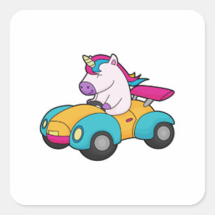 Adesivo Quadrado Carro Unicorn