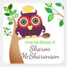 Adesivo Quadrado Carroçaria cozinhar de madeira de colher de madeir